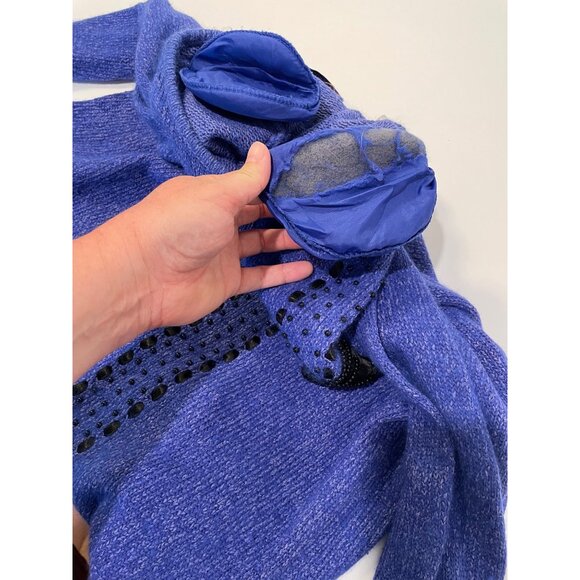 Vtg Karen Scott Silk Blend Bow Sweater Size M Beads Ribbon Preppy Twee Holiday - Picture 12 of 13